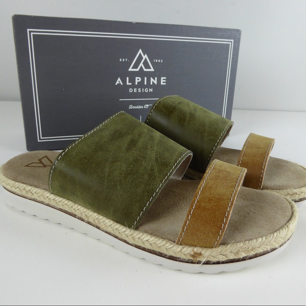 Alpine Design Italian Leather Strap Slide Sandal